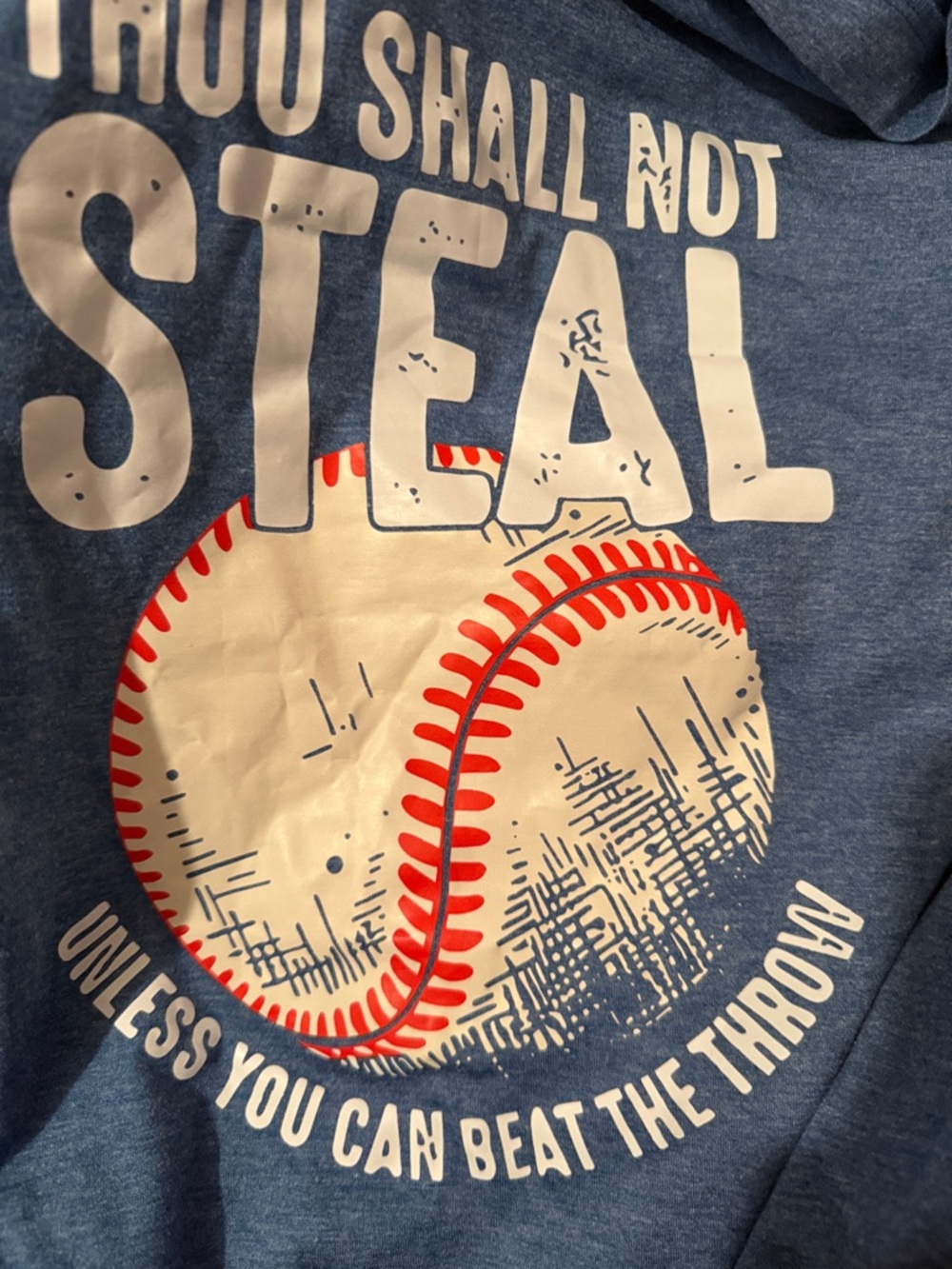 Women's Blue Short Sleeve Tee with Baseball Graphic